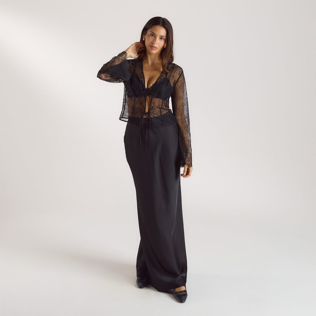 Mimi Lace Tie Top - Black