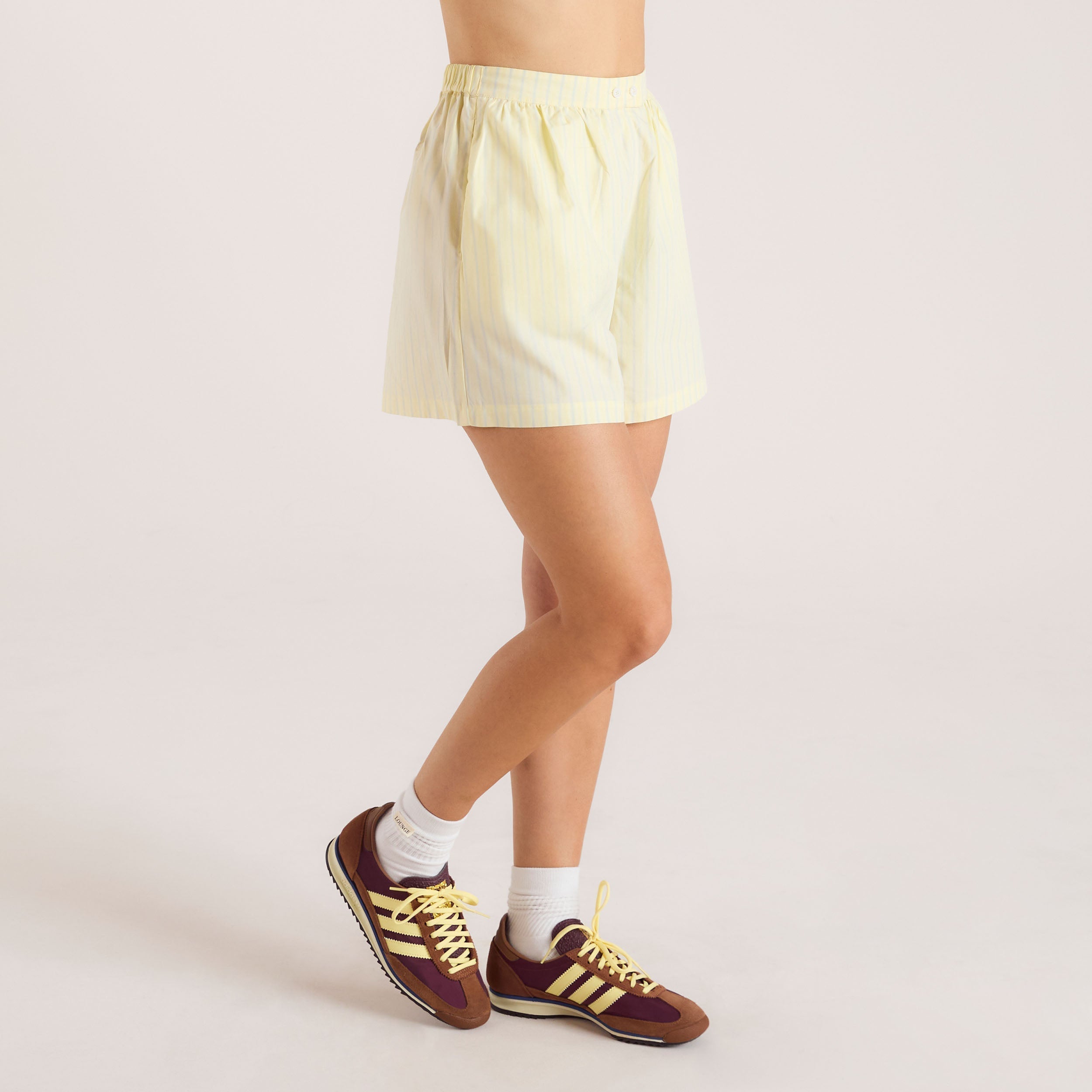 Striped Cotton Shorts - Yellow