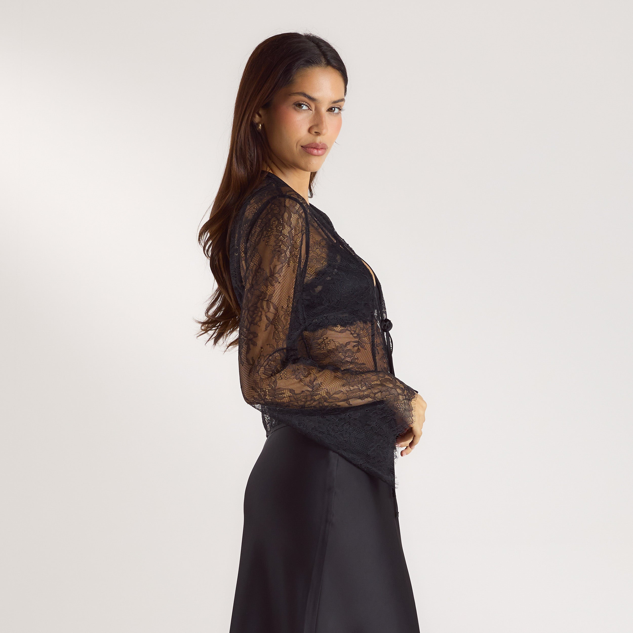 Mimi Lace Tie Top - Black