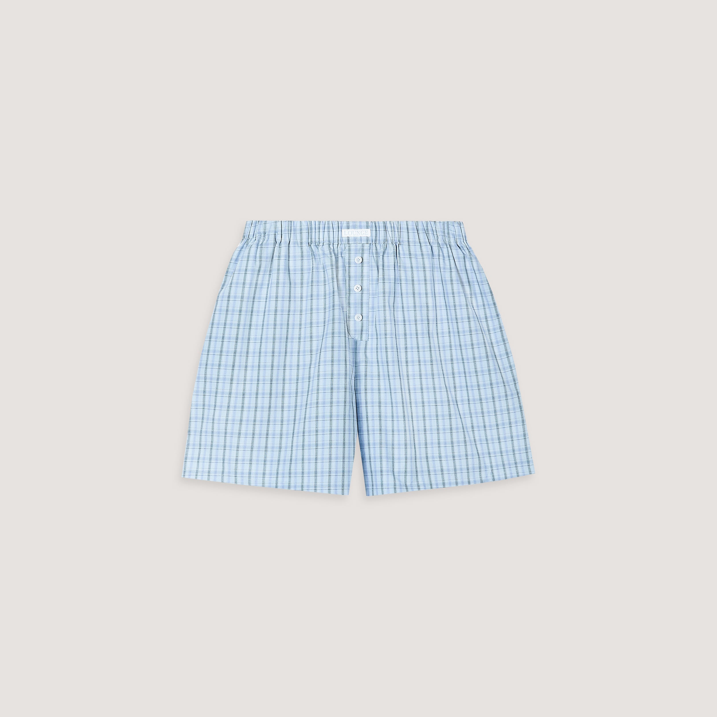 Checked Cotton Shorts - Blue