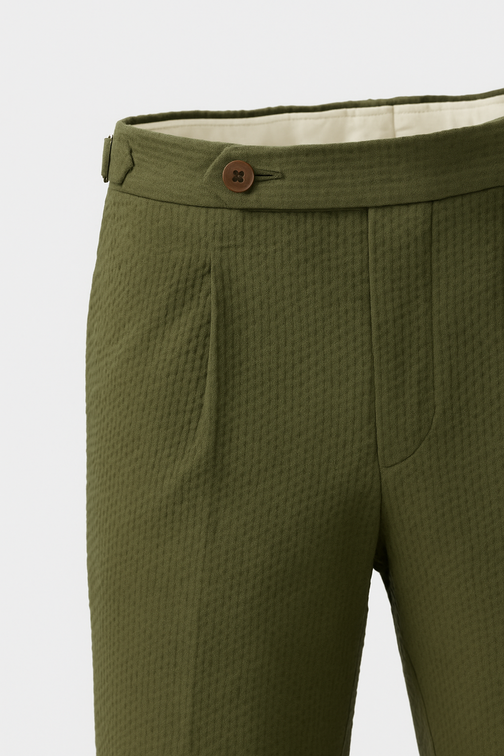 Seersucker Shorts Khaki Seitenspanner Frivor