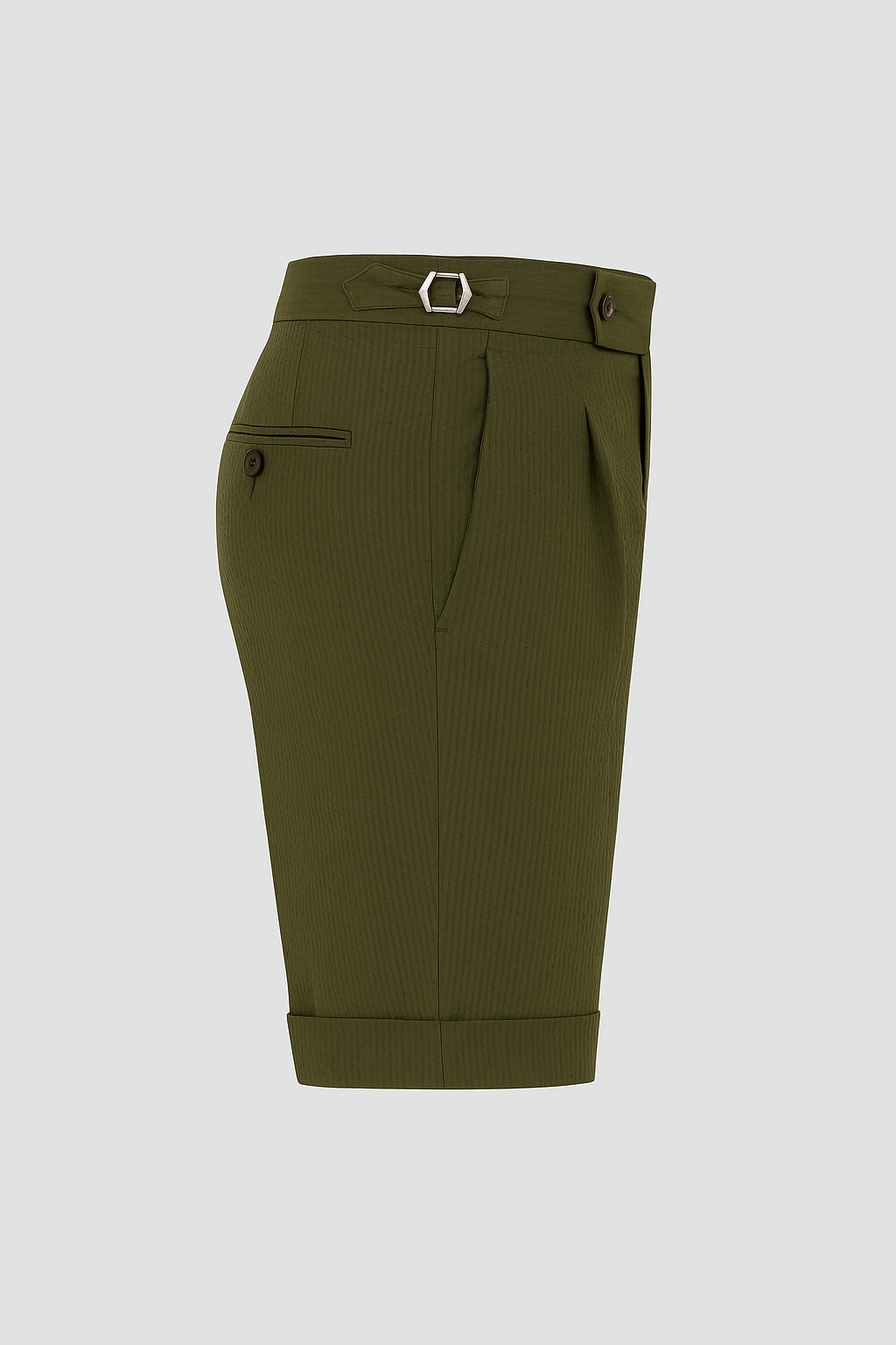 Seersucker Shorts Khaki Seitenspanner Frivor