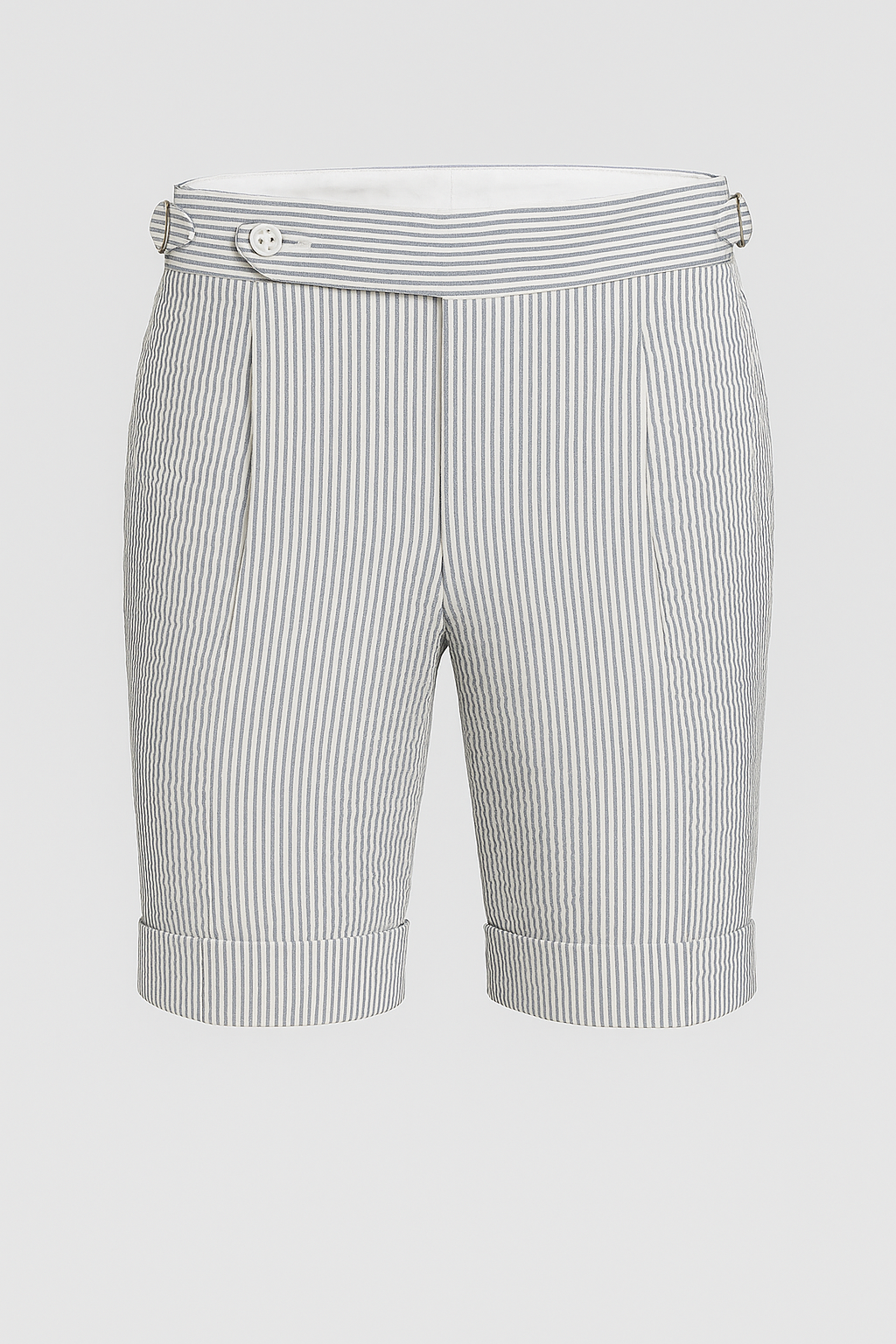 Seersucker Shorts Blau gestreift Seitenspanner Frivor